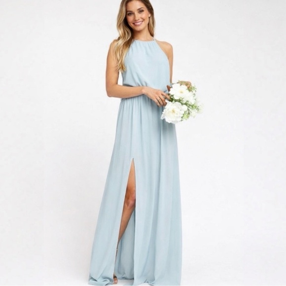 Anthropologie Dresses & Skirts - Show Me Your Mumu Heather Halter Maxi Dress Silver Sage Bridesmaid Wedding Small